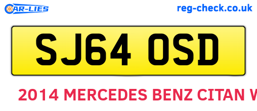 SJ64OSD are the vehicle registration plates.