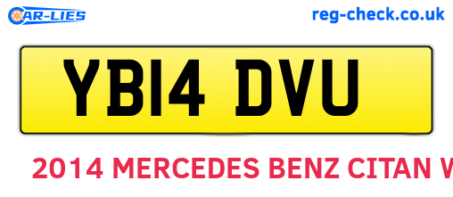 YB14DVU are the vehicle registration plates.