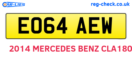 EO64AEW are the vehicle registration plates.