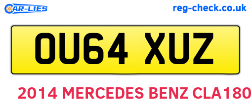 OU64XUZ are the vehicle registration plates.