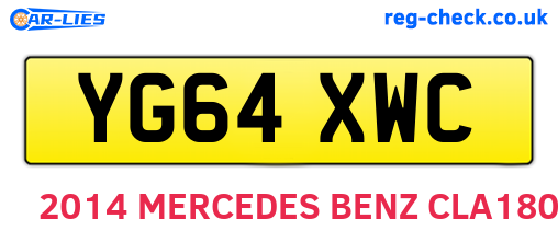 YG64XWC are the vehicle registration plates.