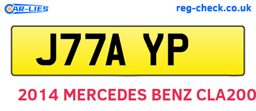 J77AYP are the vehicle registration plates.