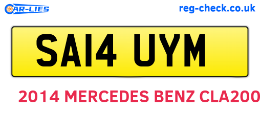 SA14UYM are the vehicle registration plates.