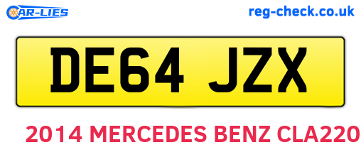 DE64JZX are the vehicle registration plates.