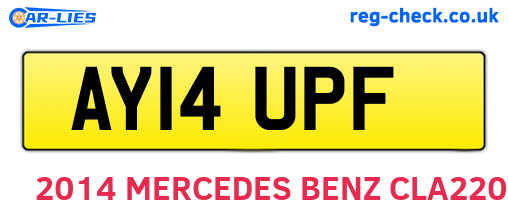 AY14UPF are the vehicle registration plates.