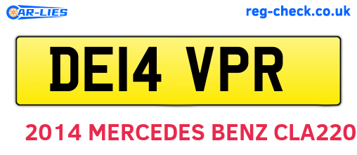 DE14VPR are the vehicle registration plates.