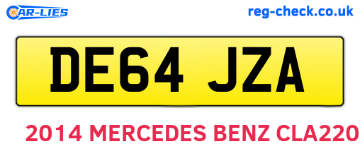 DE64JZA are the vehicle registration plates.