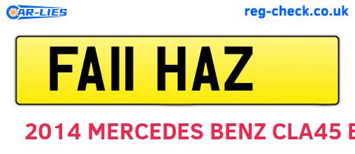 FA11HAZ are the vehicle registration plates.