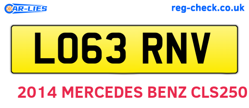 LO63RNV are the vehicle registration plates.