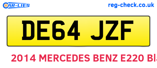 DE64JZF are the vehicle registration plates.
