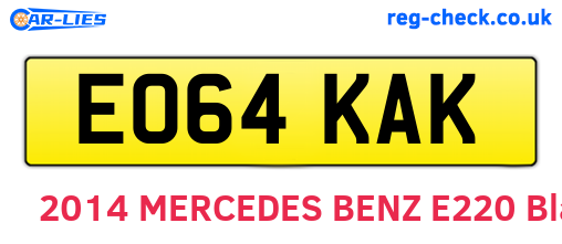 EO64KAK are the vehicle registration plates.