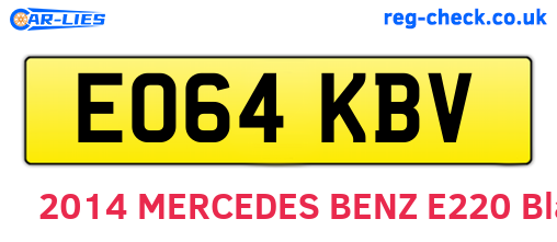 EO64KBV are the vehicle registration plates.