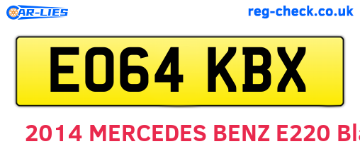EO64KBX are the vehicle registration plates.