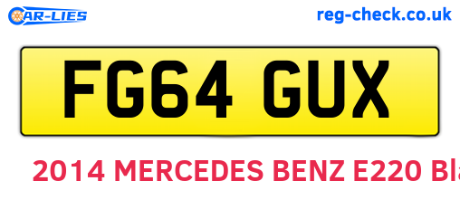 FG64GUX are the vehicle registration plates.