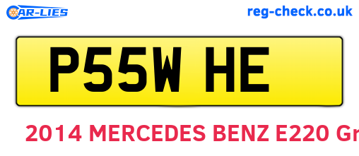 P55WHE are the vehicle registration plates.