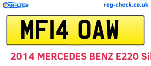 MF14OAW are the vehicle registration plates.