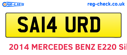 SA14URD are the vehicle registration plates.