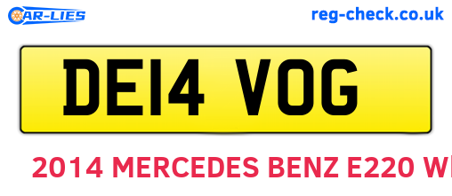 DE14VOG are the vehicle registration plates.