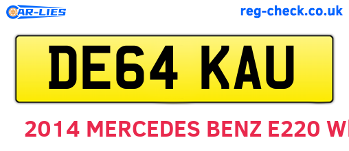 DE64KAU are the vehicle registration plates.