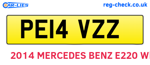 PE14VZZ are the vehicle registration plates.