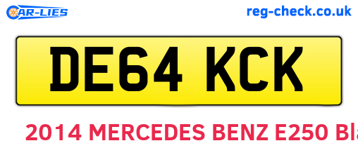 DE64KCK are the vehicle registration plates.