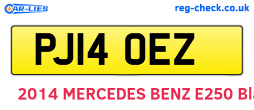 PJ14OEZ are the vehicle registration plates.