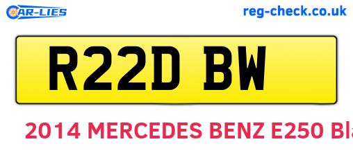 R22DBW are the vehicle registration plates.