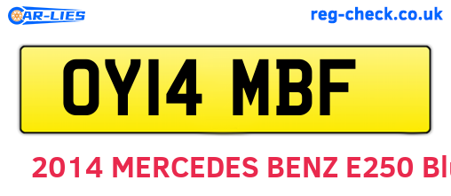 OY14MBF are the vehicle registration plates.