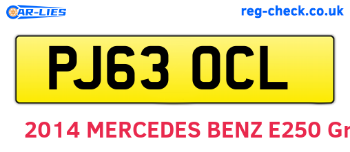 PJ63OCL are the vehicle registration plates.