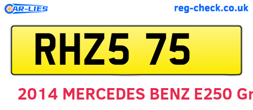 RHZ575 are the vehicle registration plates.