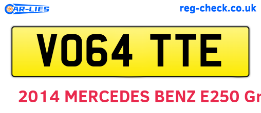 VO64TTE are the vehicle registration plates.