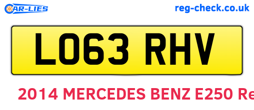 LO63RHV are the vehicle registration plates.