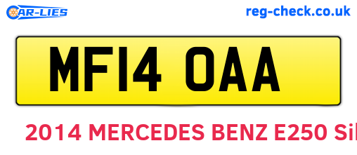 MF14OAA are the vehicle registration plates.