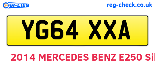 YG64XXA are the vehicle registration plates.