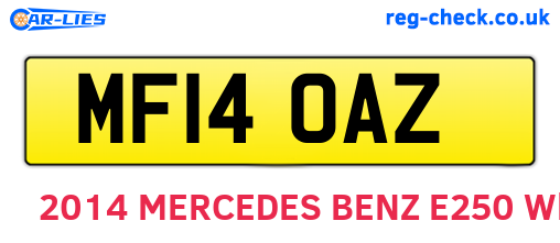 MF14OAZ are the vehicle registration plates.