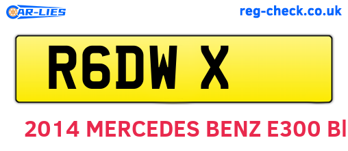 R6DWX are the vehicle registration plates.