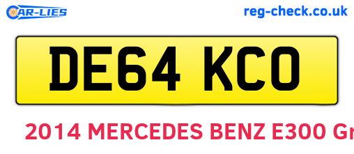 DE64KCO are the vehicle registration plates.