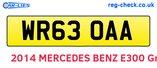 WR63OAA are the vehicle registration plates.