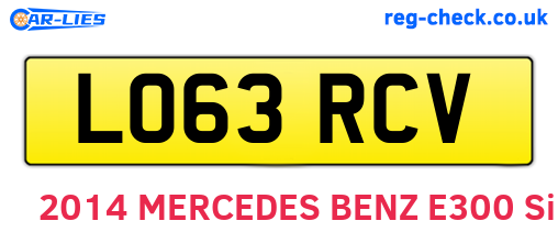 LO63RCV are the vehicle registration plates.