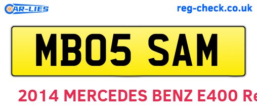 MB05SAM are the vehicle registration plates.