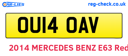OU14OAV are the vehicle registration plates.