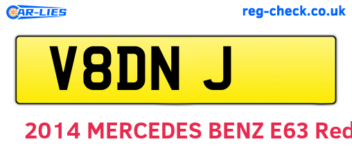 V8DNJ are the vehicle registration plates.