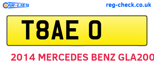 T8AEO are the vehicle registration plates.