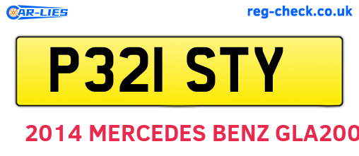 P321STY are the vehicle registration plates.