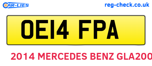 OE14FPA are the vehicle registration plates.