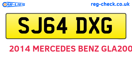 SJ64DXG are the vehicle registration plates.