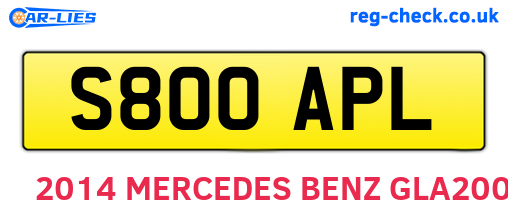 S800APL are the vehicle registration plates.