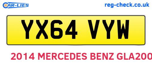 YX64VYW are the vehicle registration plates.