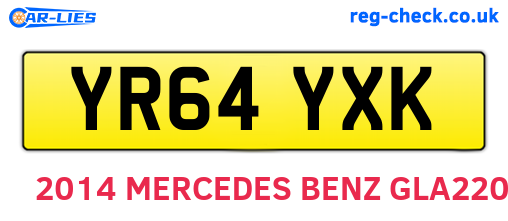 YR64YXK are the vehicle registration plates.