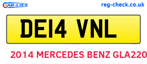 DE14VNL are the vehicle registration plates.